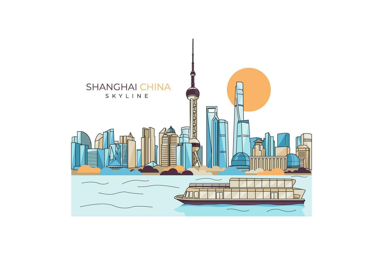 shanghai Cina orizzonte vettore