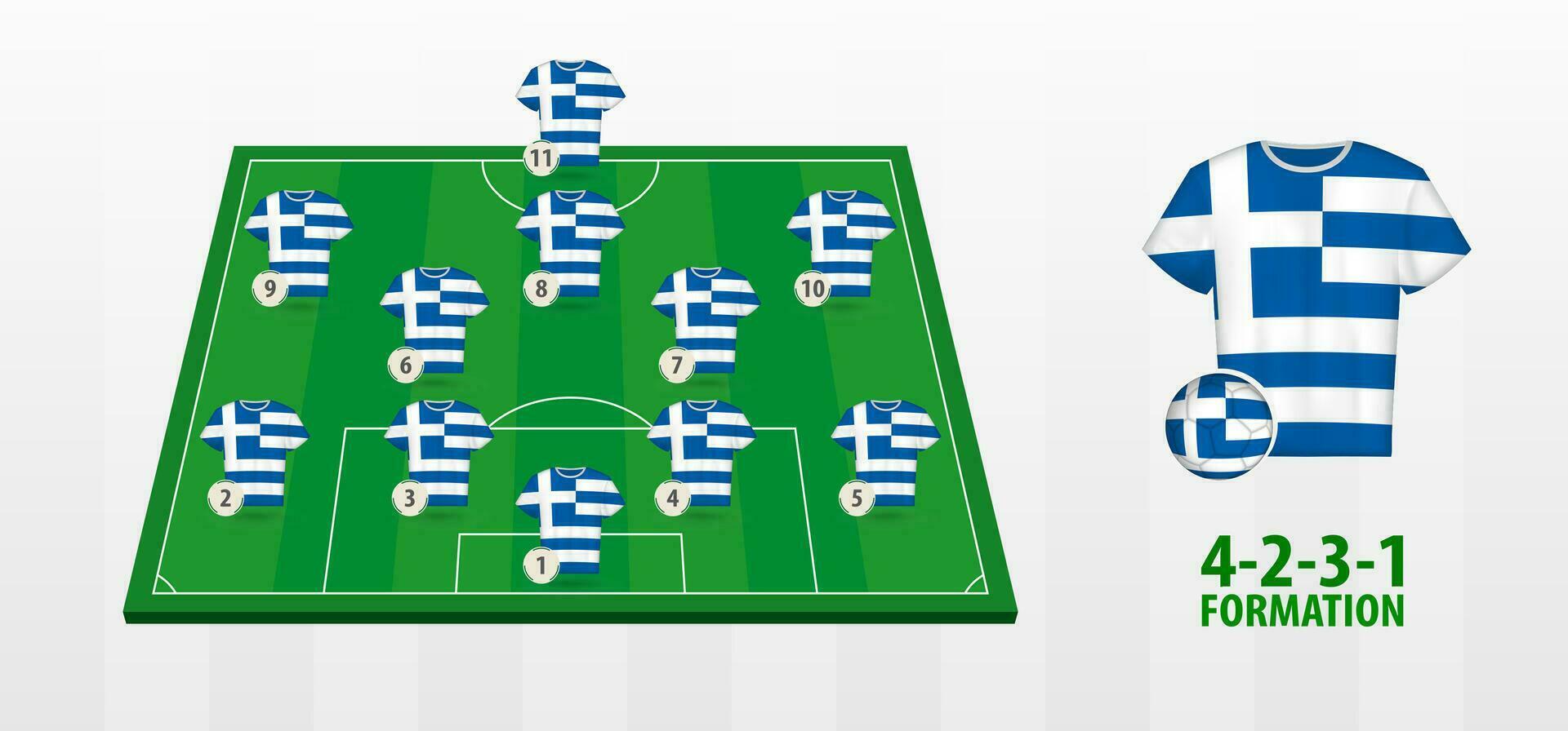 Grecia nazionale calcio squadra formazione su calcio campo. vettore