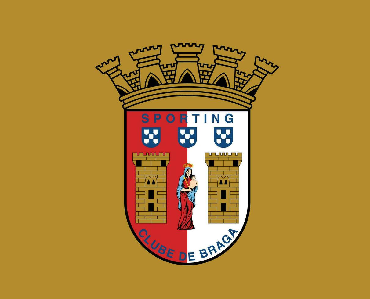 sportivo braga club logo simbolo Portogallo lega calcio astratto design vettore illustrazione con giallo sfondo