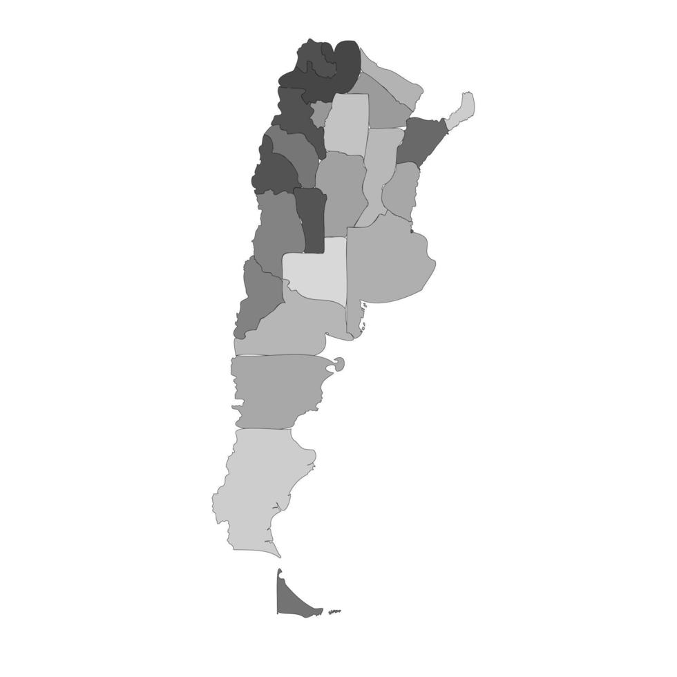 mappa divisa in grigio dell'argentina vettore