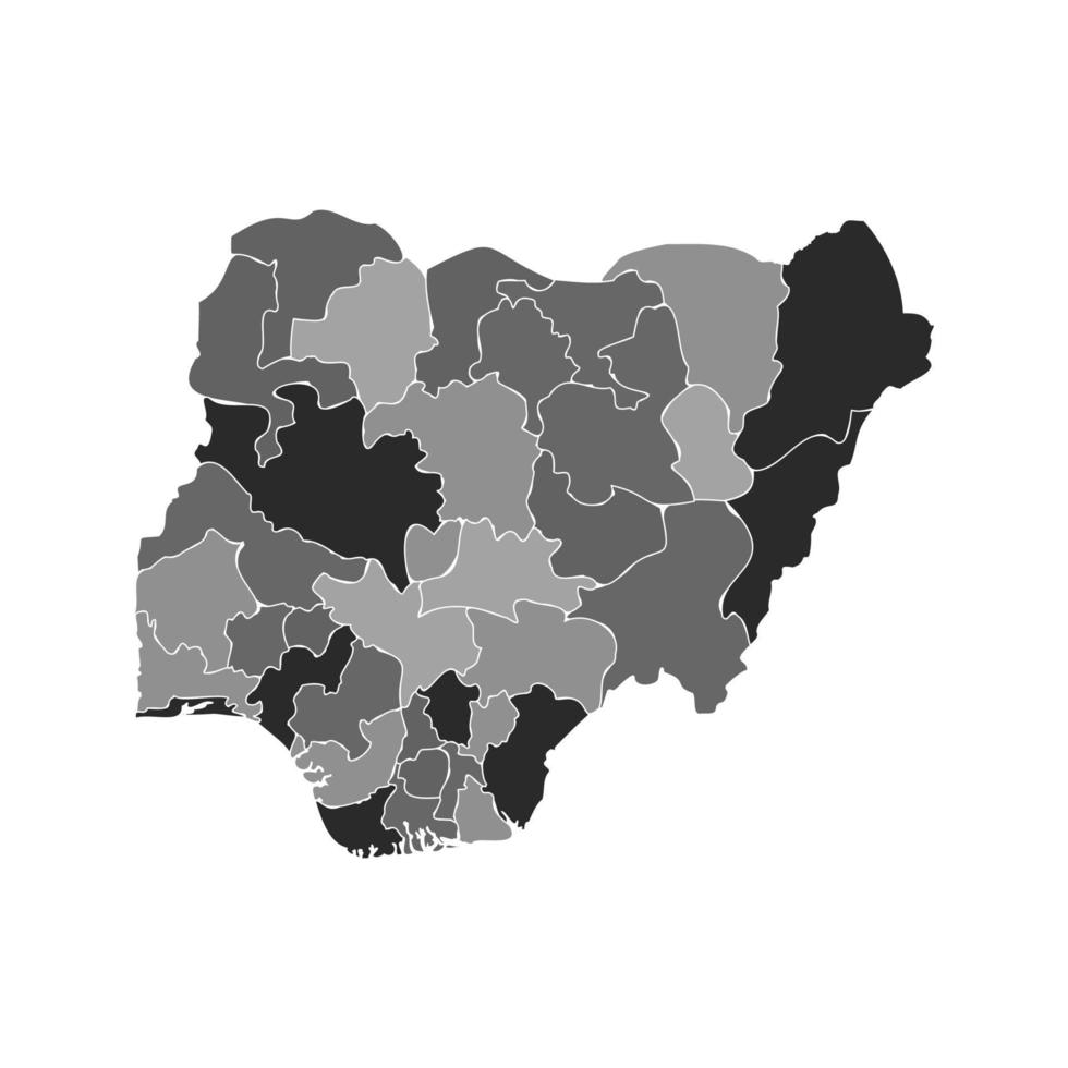 mappa grigia divisa della nigeria vettore