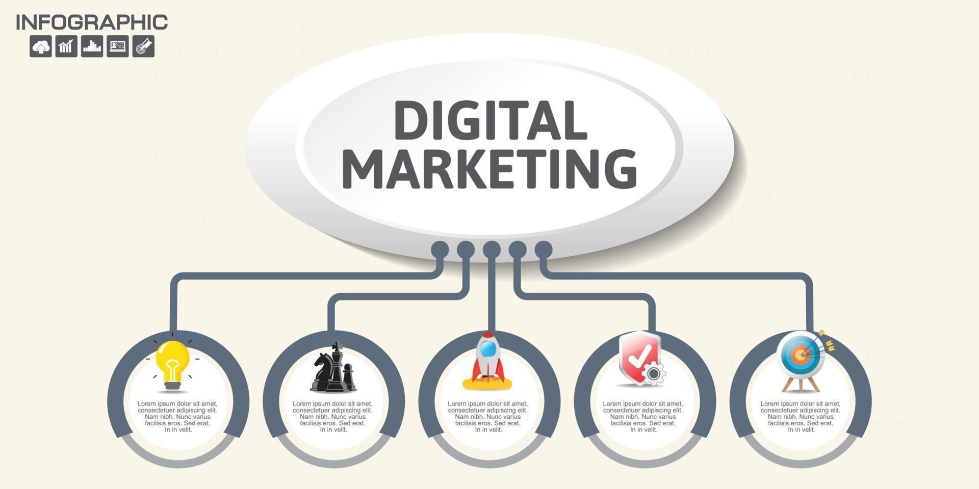 concetto di marketing digitale. grafico infografico con icone. vettore