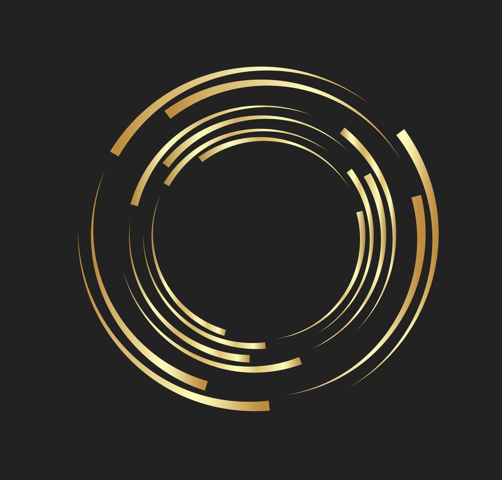 linee dorate astratte a forma di cerchio, elemento di design logo di lusso vettore