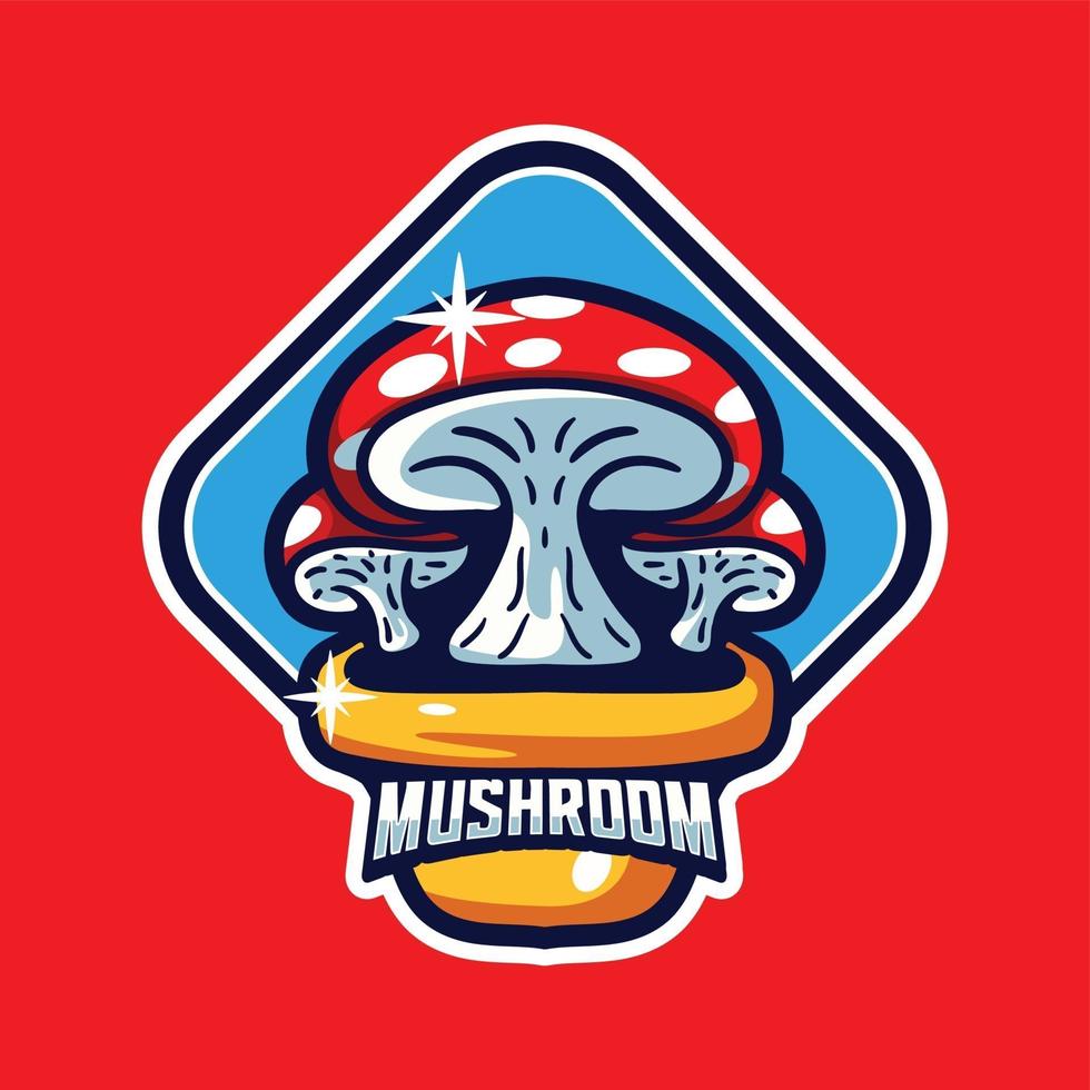 mascotte di funghi logo personaggio in stile moderno vettore