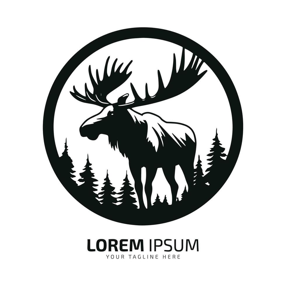alce americano logo pelliccia icona cervo silhouette vettore isolato design nel cerchio