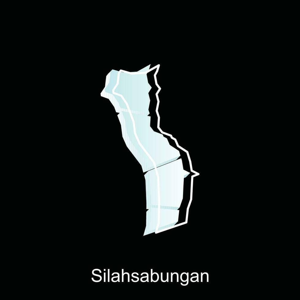 silahsabungan città carta geografica di nord sumatra Provincia nazionale frontiere, importante città, mondo carta geografica nazione vettore illustrazione design modello