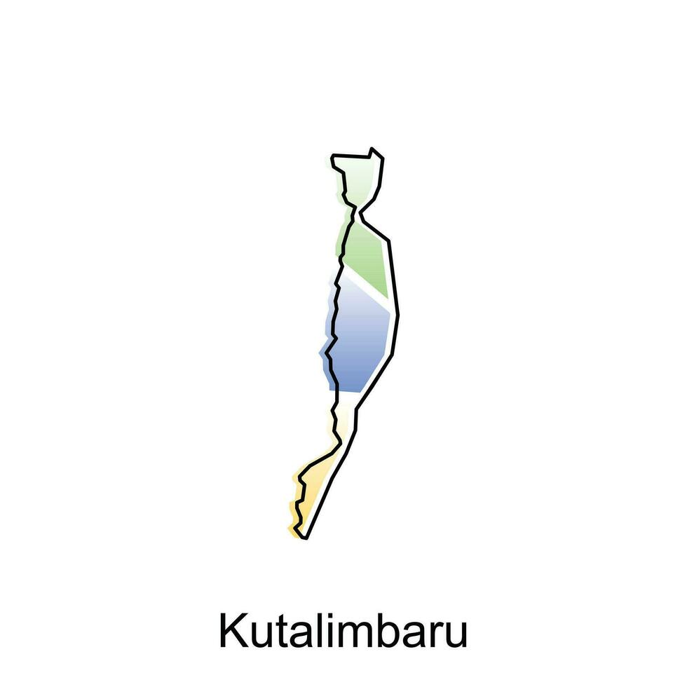 kutalimbaru città carta geografica di nord sumatra Provincia nazionale frontiere, importante città, mondo carta geografica nazione vettore illustrazione design modello