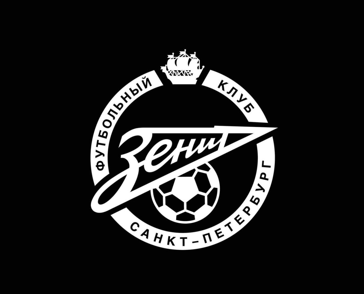 zenit st petersburg simbolo club logo bianca Russia lega calcio astratto design vettore illustrazione con nero sfondo