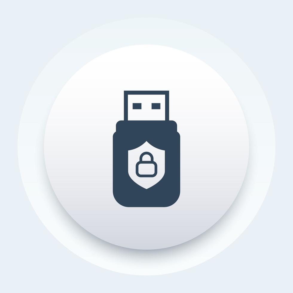 chiavetta USB, icona dati protetti vettore