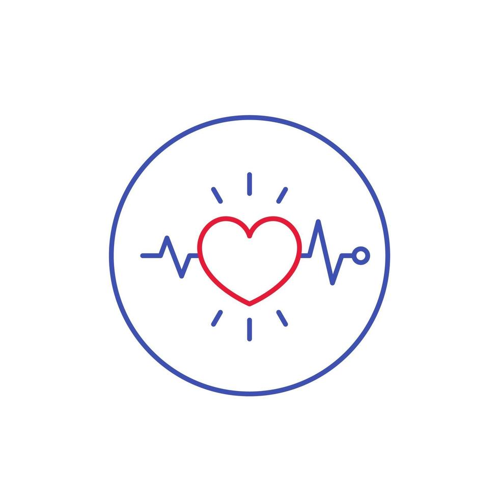 ecg, elettrocardiografia, icona lineare di diagnostica cardiaca vettore