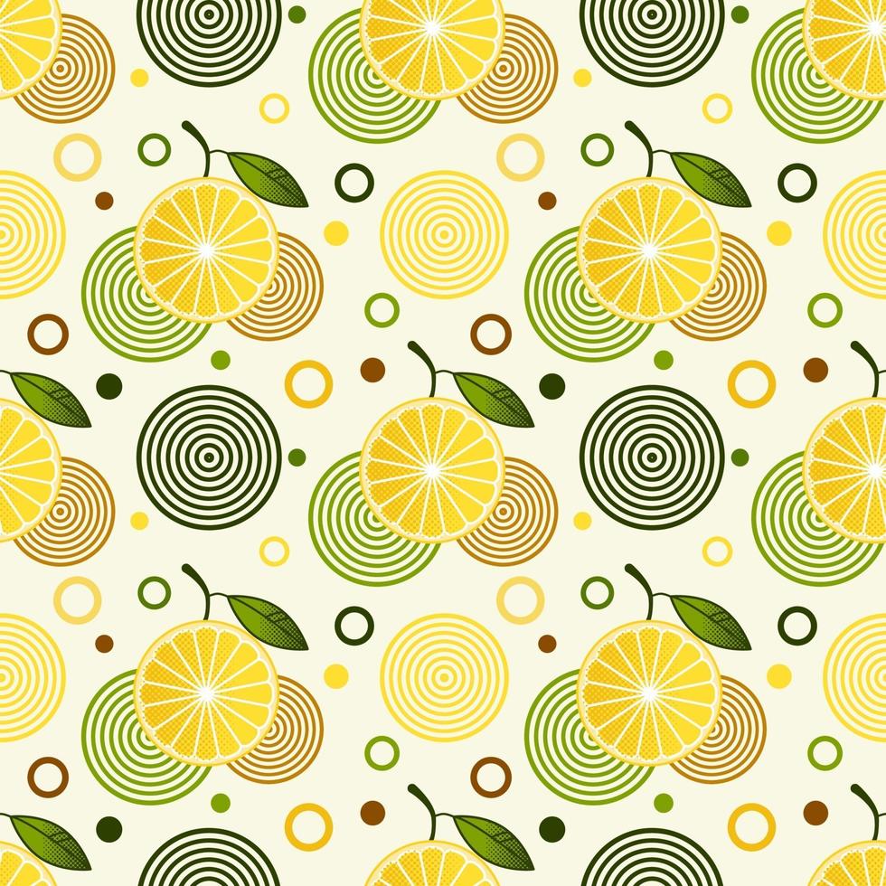 motivo senza cuciture con limoni spruzzati e forme geometriche semplici vettore