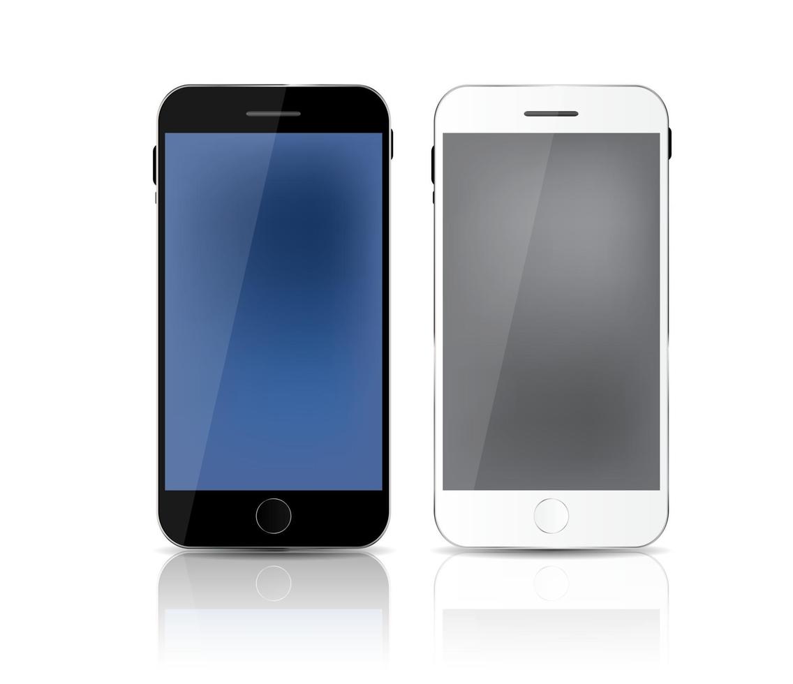 nuovo telefono cellulare realistico con schermo grigio e blu. vettore
