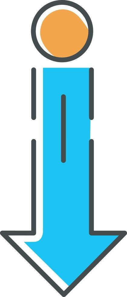 freccia giù e cerchio icona colore blu rgb vettore