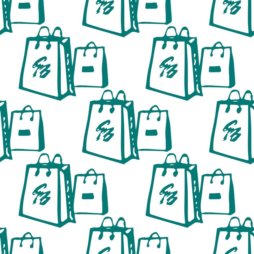 pacchetti per la spesa doodle pattern senza soluzione di continuità vettore