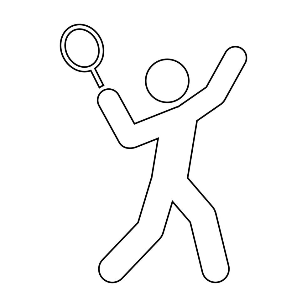 uomo che gioca a tennis icona persone in movimento stile di vita attivo segno vettore