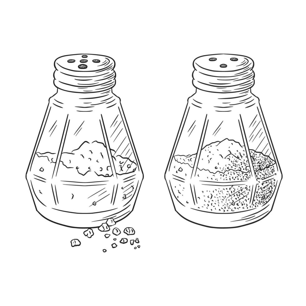 illustrazione incisa di agitatori di sale e pepe vettore