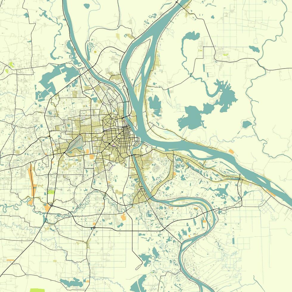 carta geografica di phnom penh, Cambogia vettore