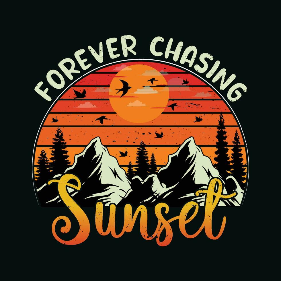 per sempre chasing tramonto maglietta progettare, per sempre chasing tramonto t camicia progettare, per sempre chasing tramonto, famiglia vacanza t camicia design vettore