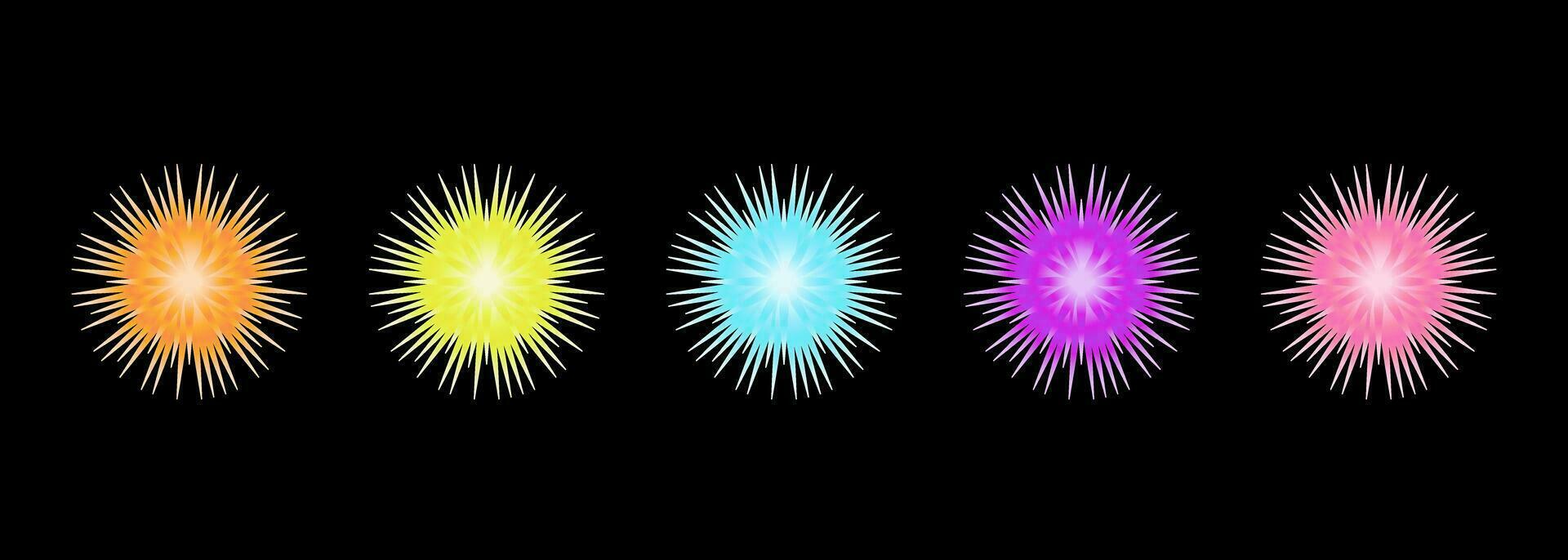 fuochi d'artificio illustrazione elementi. colorato scintillante design nel il cielo per sfondo, striscione, manifesto, design elemento vettore