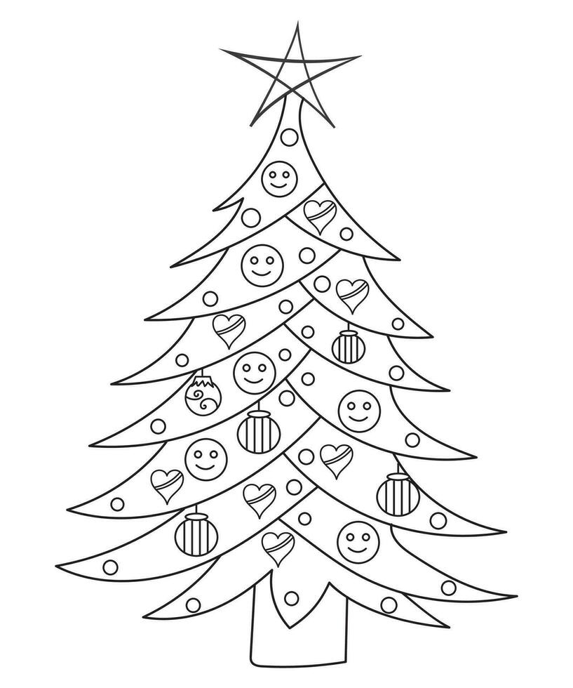 Natale ornamenti impostato con palle, fiocchi di neve, cappelli, stella, Natale albero, arancia, calzino, regalo, bevanda e ghirlande. vettore