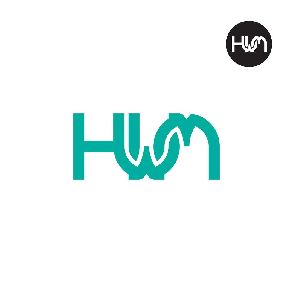 lettera hwm monogramma logo design vettore