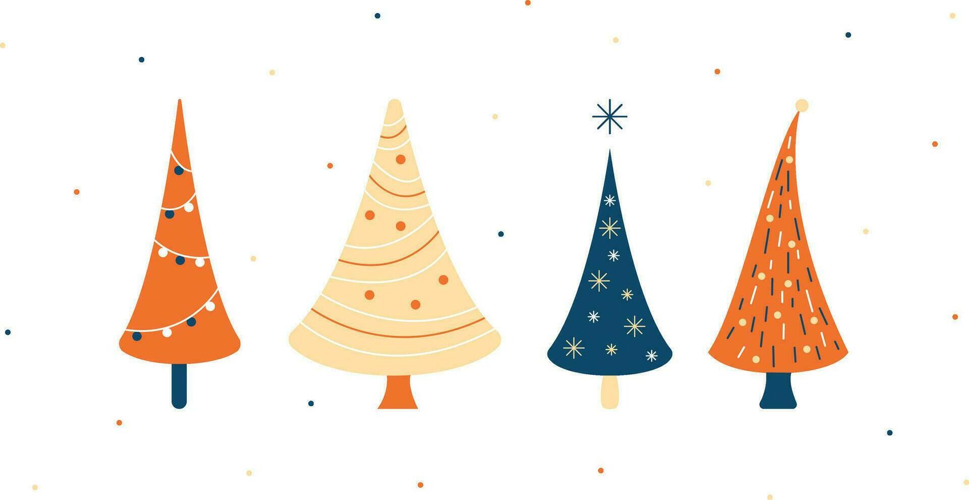 Natale alberi nel diverso colori su un' bianca sfondo vettore
