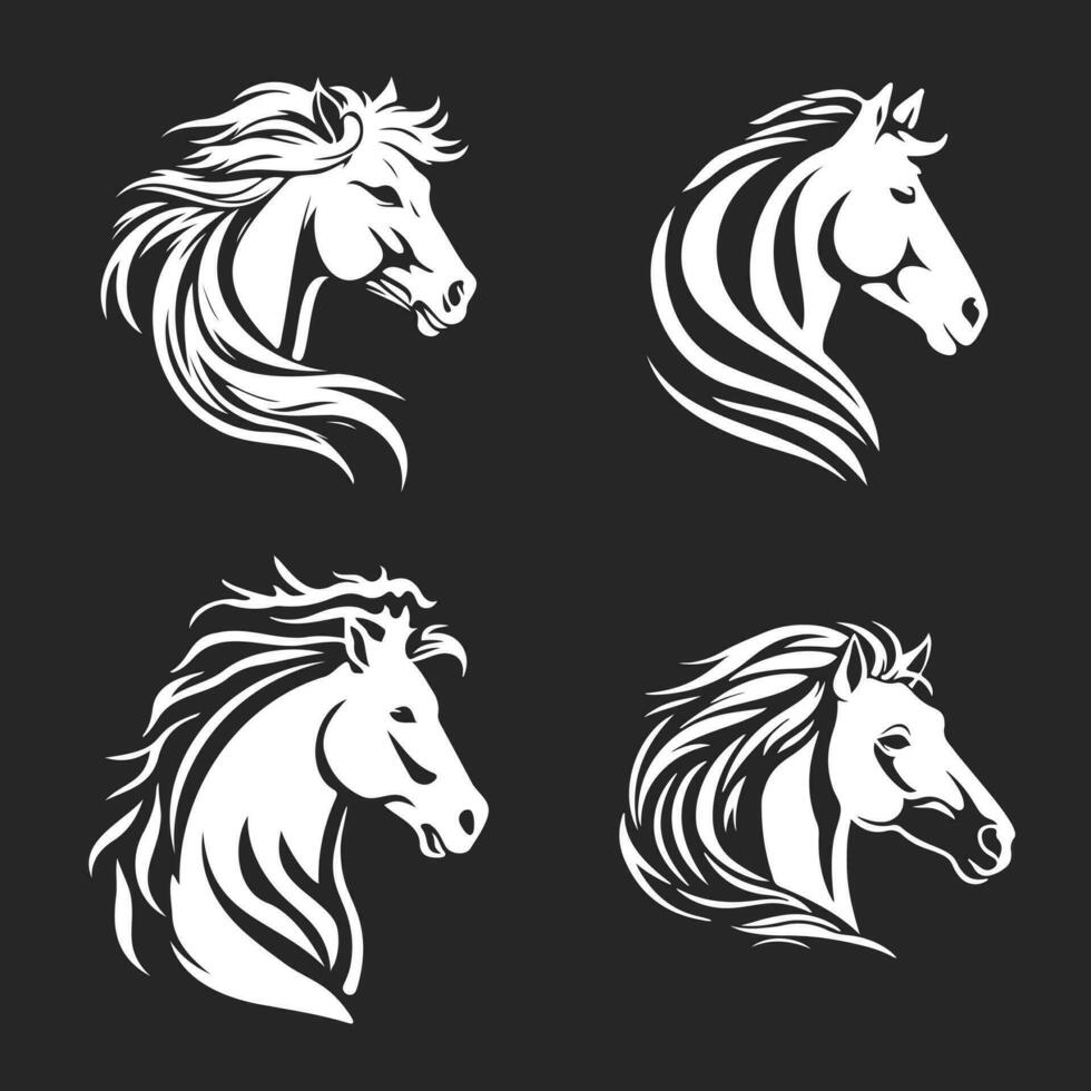 cavallo testa silhouette nel disegno linea design. vettore modello per logo.