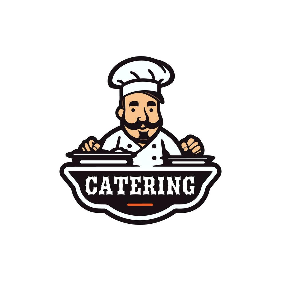 ristorazione vettore logo design con capocuoco personaggio icona