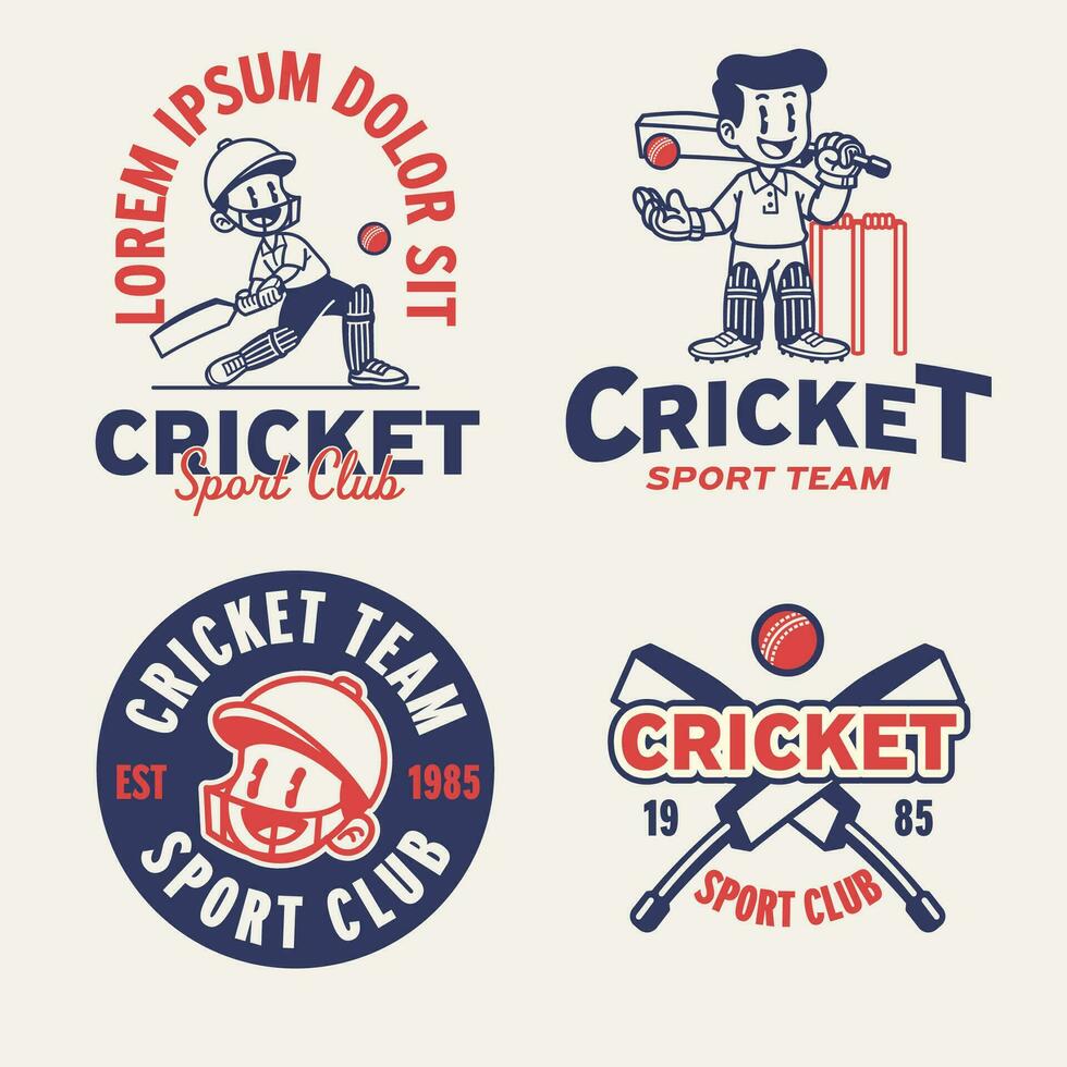 impostato di cricket logo collezione Vintage ▾ retrò vettore