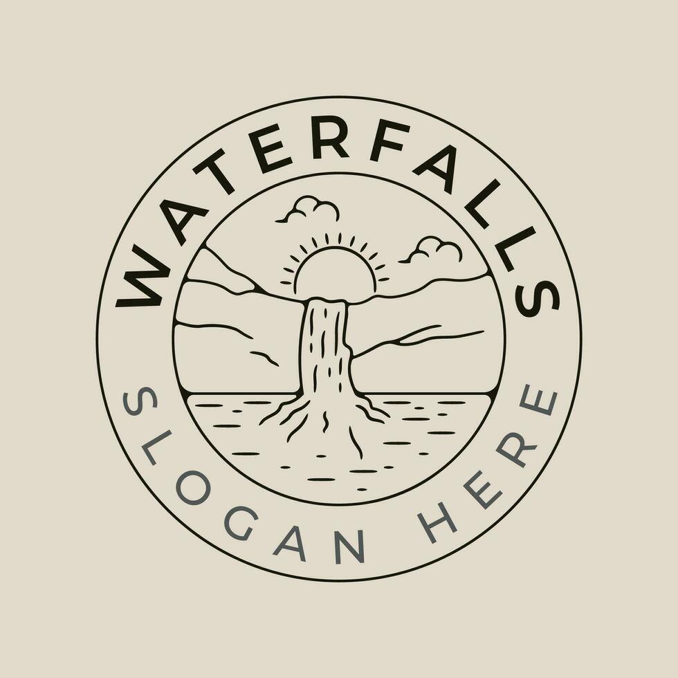 cascate nazionale parco linea arte logo vettore illustrazione modello design.
