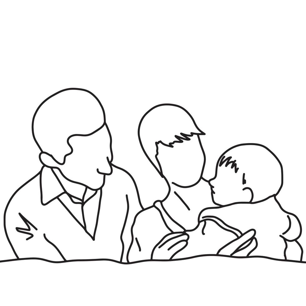famiglia, coppia, con, loro, bambino, vettore, illustration vettore