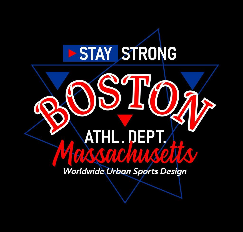 boston Massachusetts Triangel a strisce urbano gli sport carattere tipografico, per Stampa su t camicie eccetera. vettore