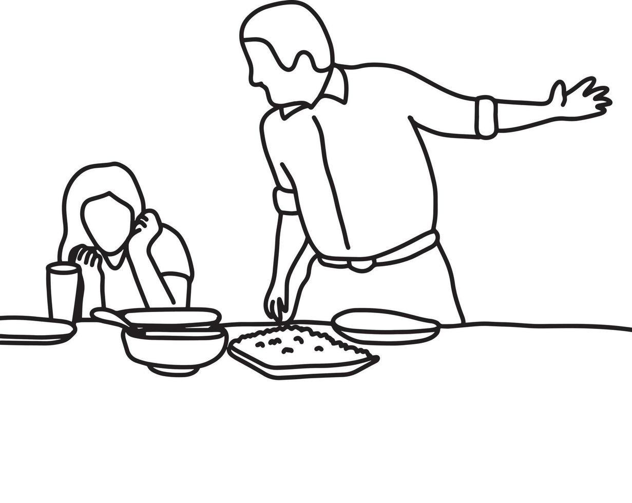marito e moglie litigano in cucina vettore