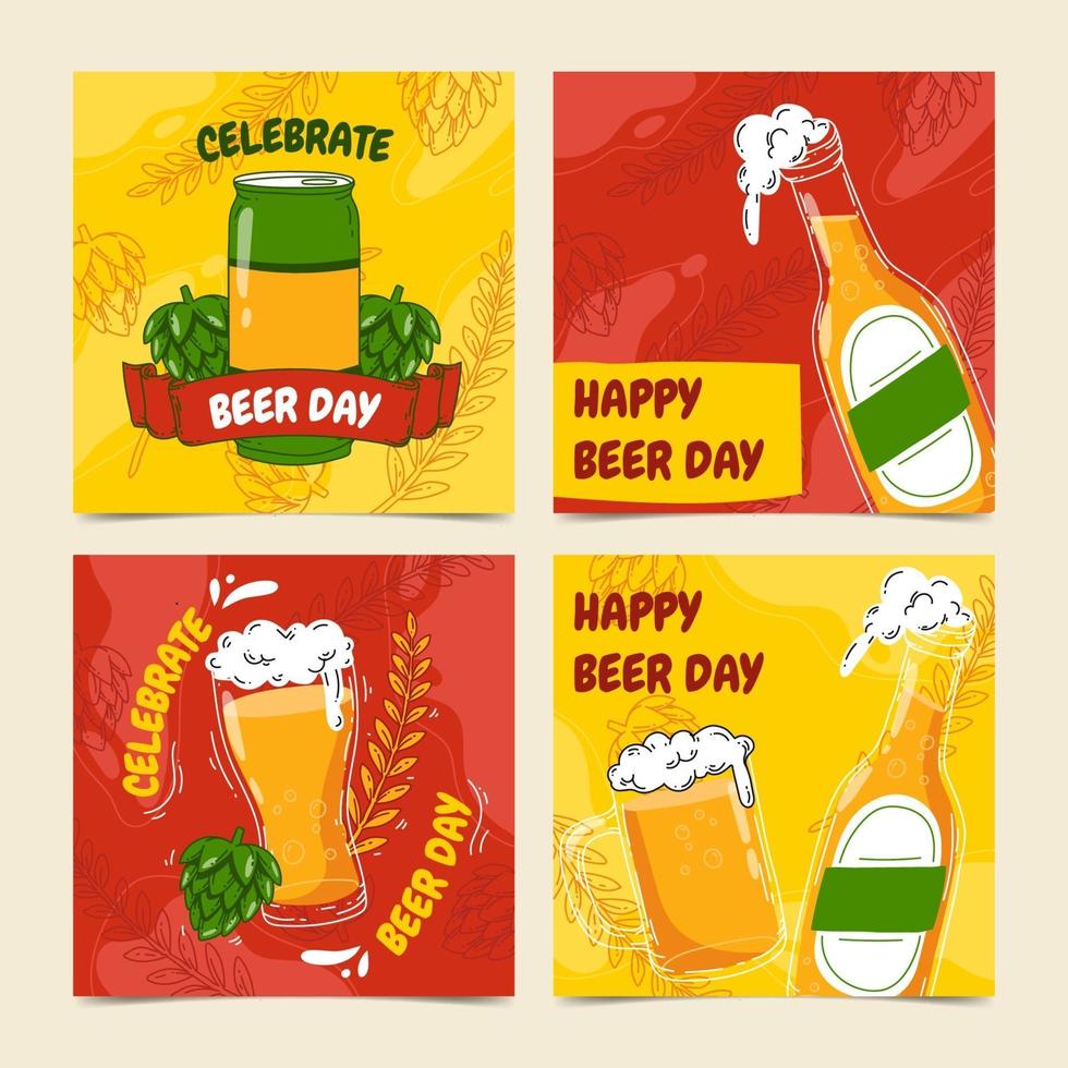 buona collezione di carte per il giorno della birra vettore