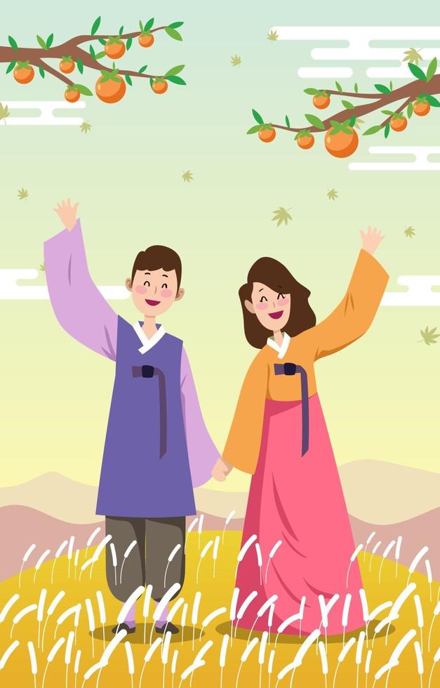 felice concetto di chuseok vettore