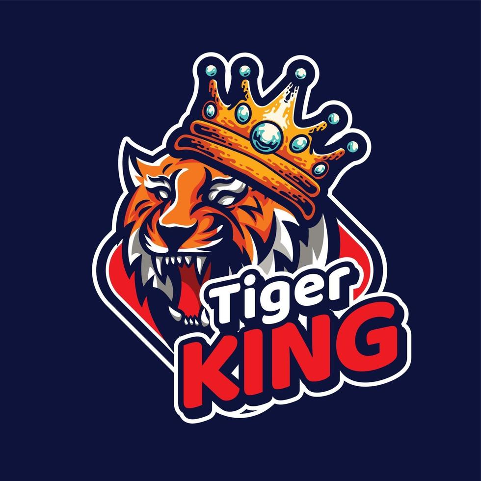 la mascotte del re tigre con la corona sulla testa vettore