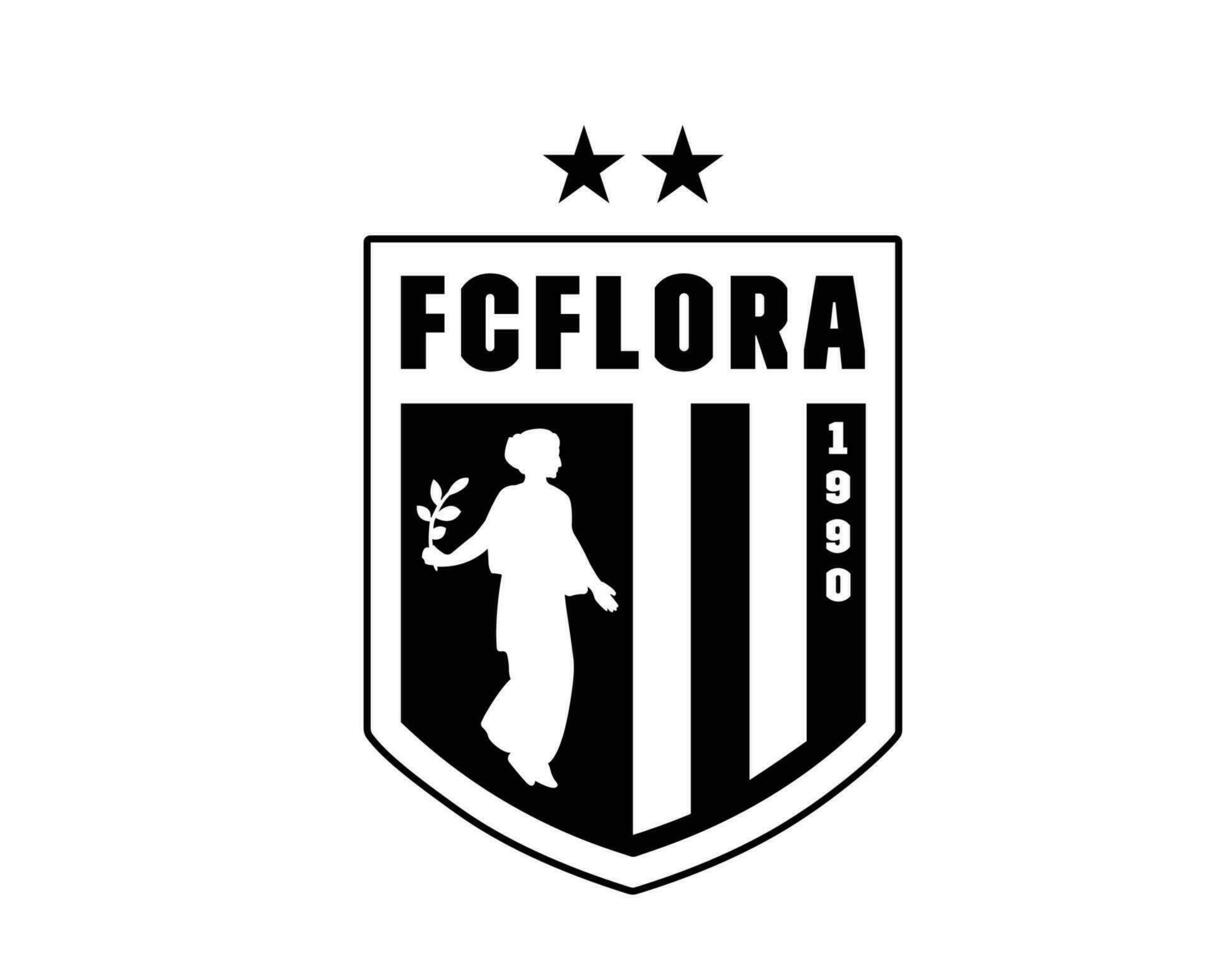 flora Tallinn club logo simbolo nero Estonia lega calcio astratto design vettore illustrazione