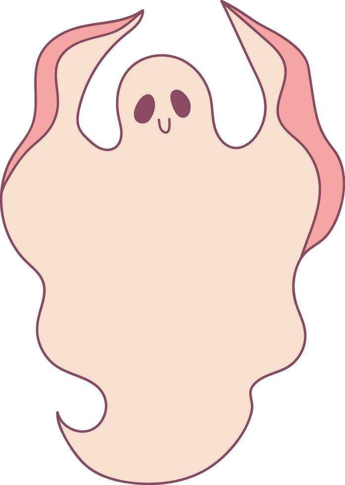 carino mano disegnato fantasma isolato su bianca sfondo. cartone animato rosa fantasma. vettore illustrazione