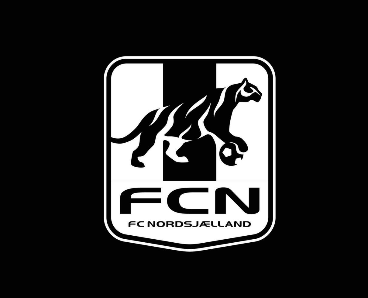 fc Nordsjaelland club logo simbolo bianca Danimarca lega calcio astratto design vettore illustrazione con nero sfondo