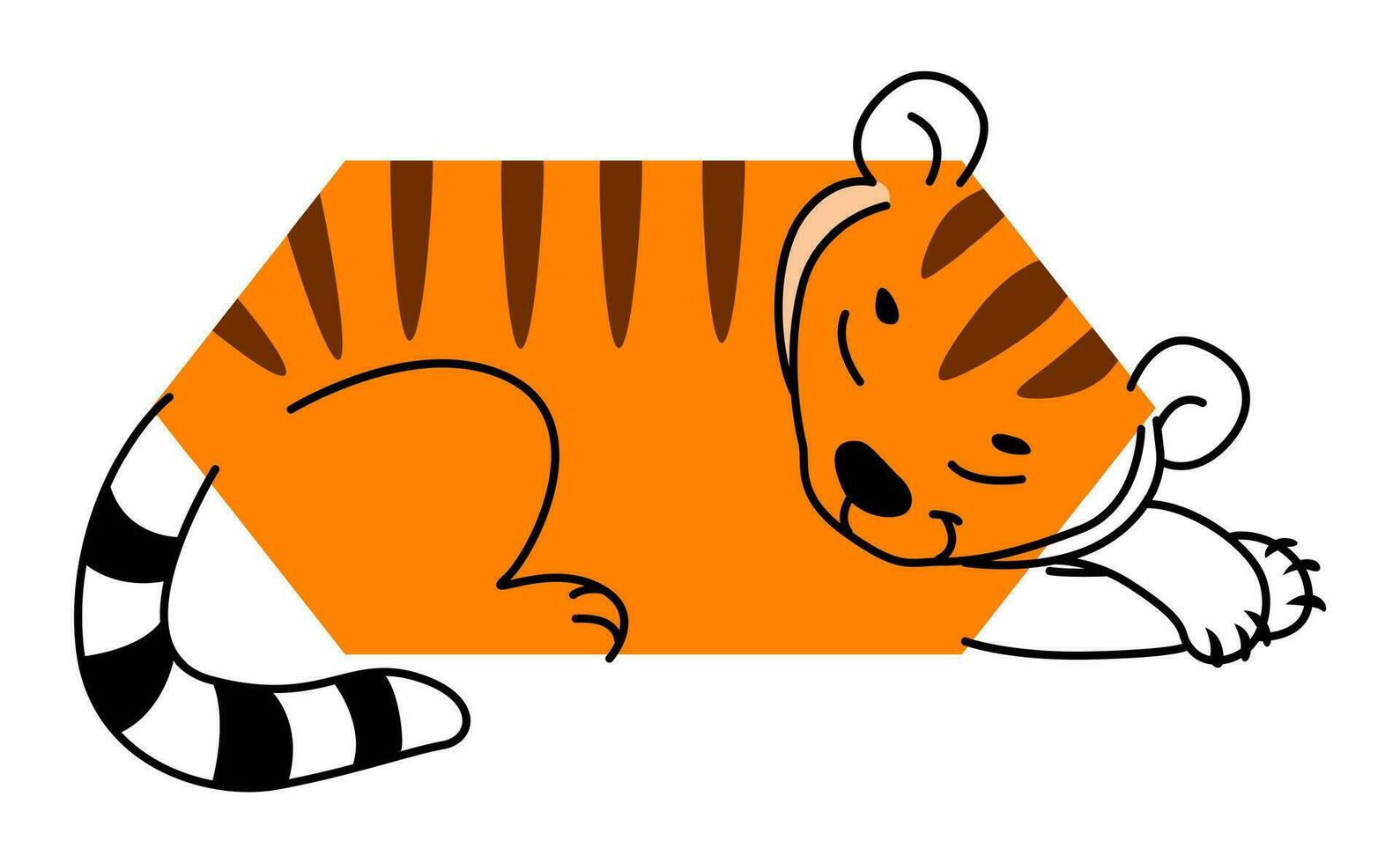 cartone animato tigre animale personaggio matematica forma, esagono vettore