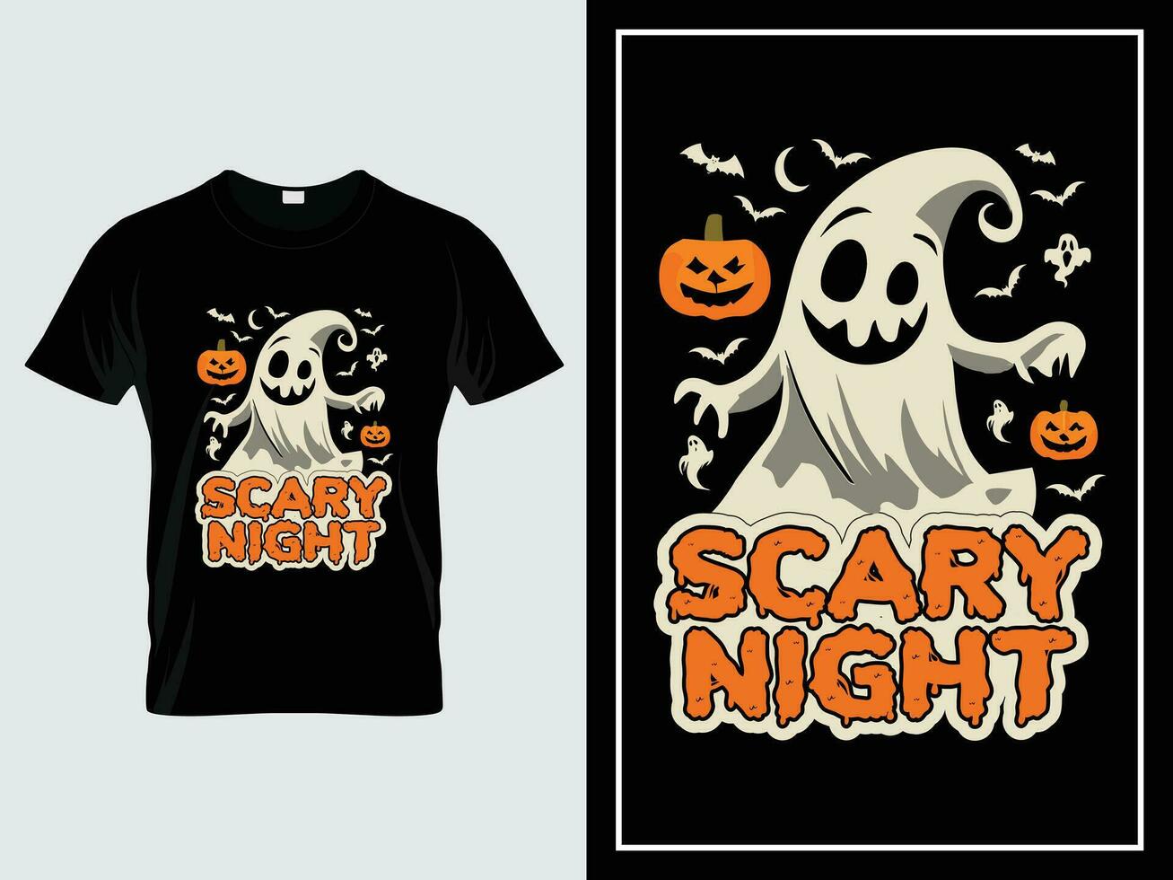 Halloween t camicia design illustrazione vettore pauroso notte