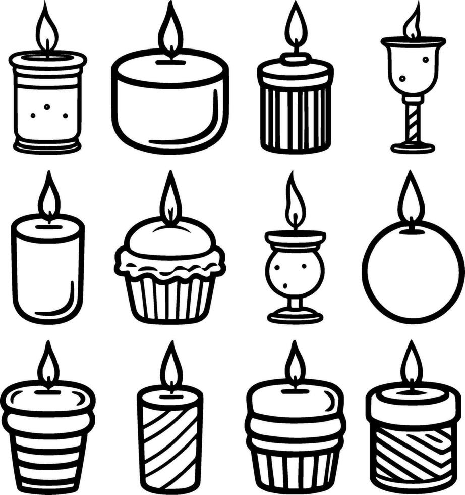 Natale candela colorazione icona collezione vettore