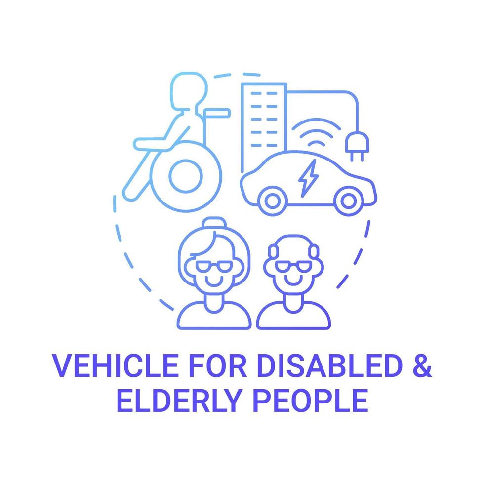 icona del concetto di veicolo per persone anziane e disabili. vettore