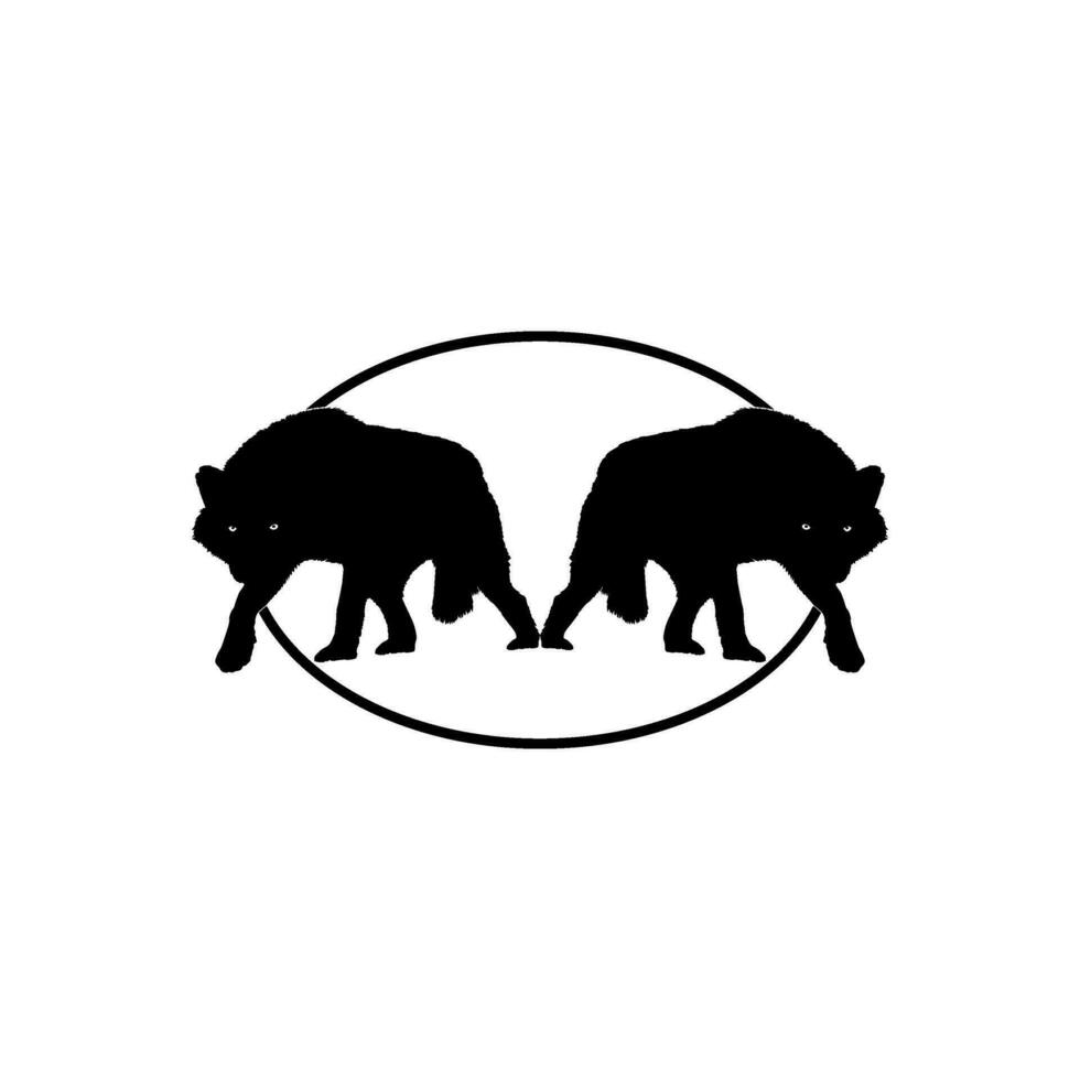 silhouette di il lupo sorgere a partire dal il cerchio buco per logo genere. vettore illustrazione
