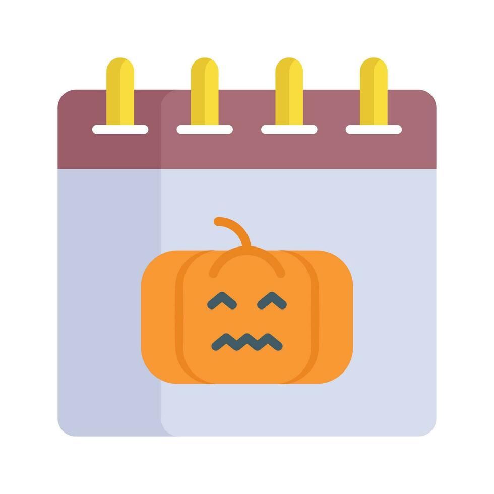 pauroso zucca su calendario, concetto vettore design di Halloween calendario