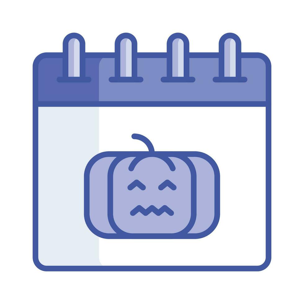 pauroso zucca su calendario, concetto vettore design di Halloween calendario