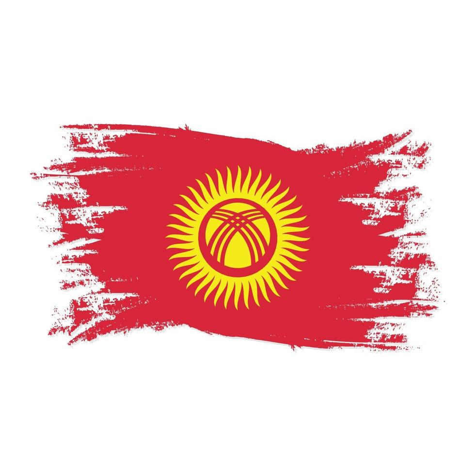 bandiera del Kirghizistan con illustrazione vettoriale di design in stile pennello acquerello