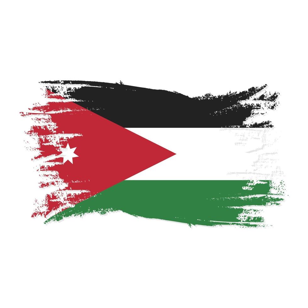 bandiera della giordania con illustrazione vettoriale di design in stile pennello acquerello
