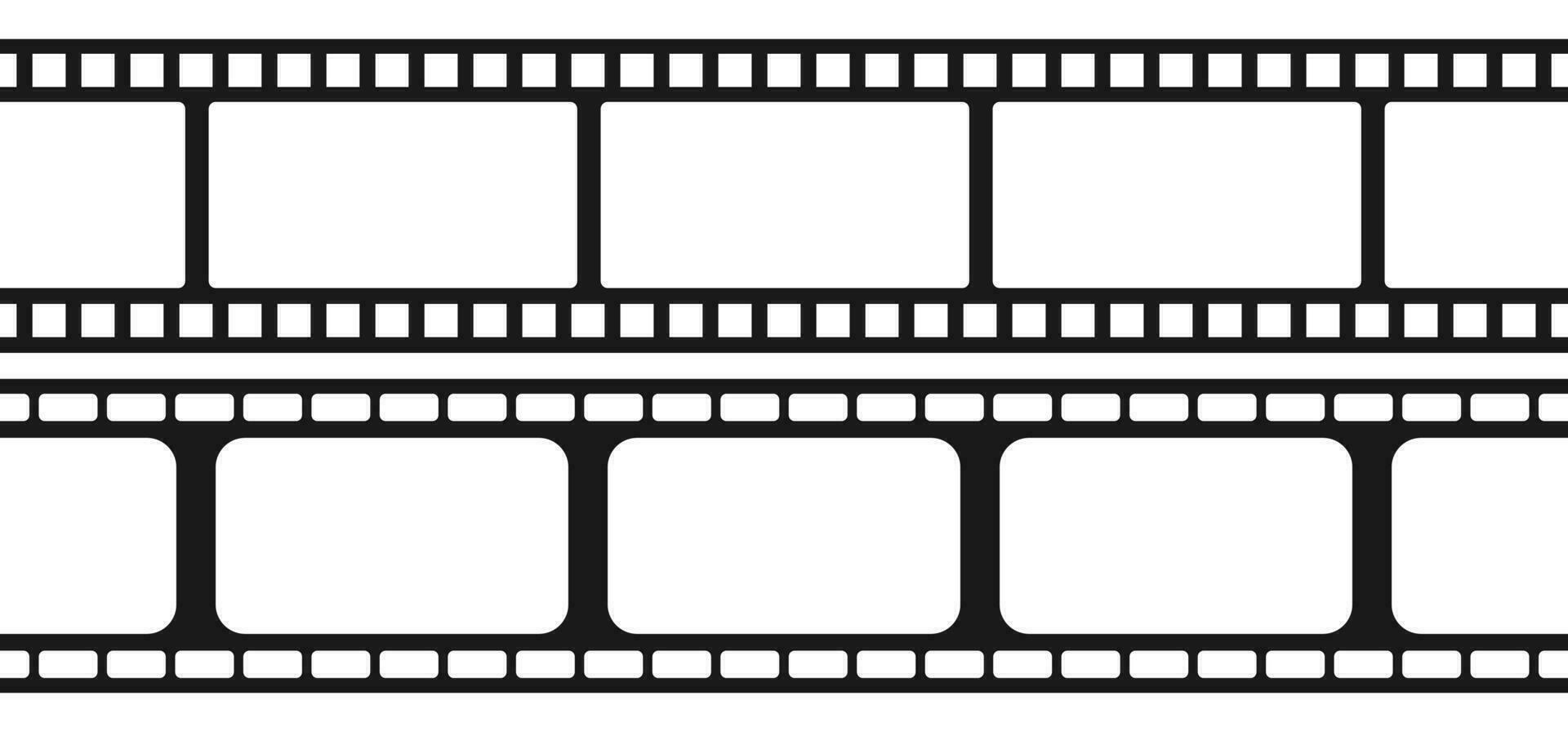 impostato di senza soluzione di continuità film strisce. nastro di film modello su bianca sfondo. vettore illustrazione