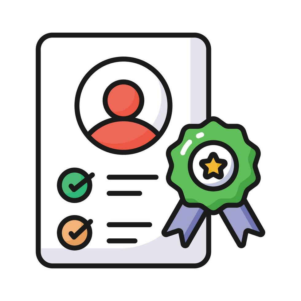 stella distintivo con pagina mostrando concetto icona di dipendente certificato nel di moda stile, dipendente di il mese vettore